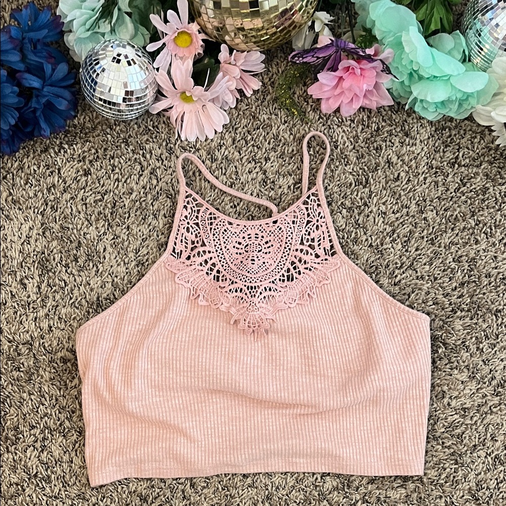 Pink Lace Halter Top